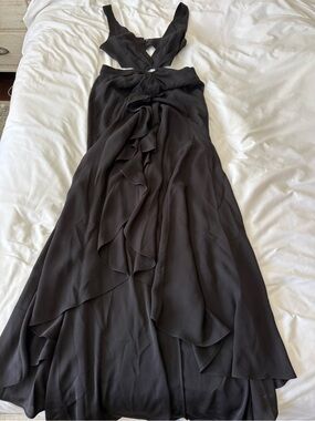 BCBGMaxAzria Black Ruffled Cutout Maxi Dress
